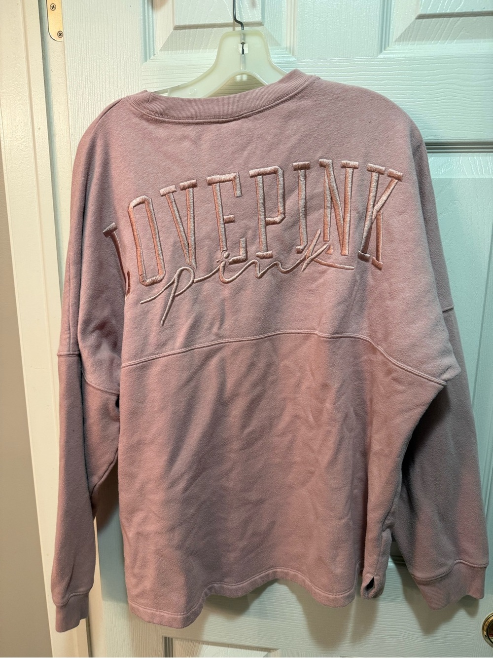 LOVE PINK Embroidered Crewneck Sweatshirt - Dusty Rose size XL